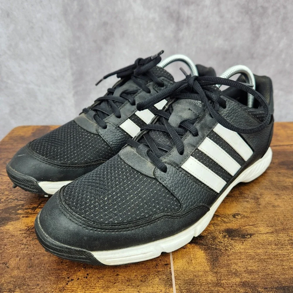 Adidas‎ Traction Adiwear Golf Shoes Mens 8.5 Black Sneakers Spikes 816568